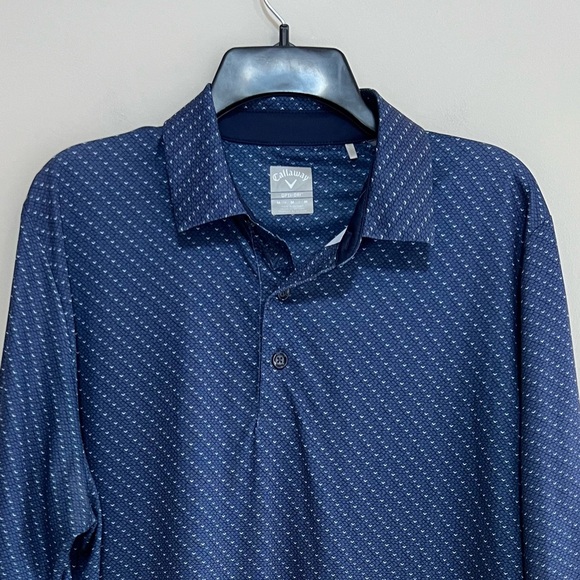 Callaway Men's Opti-Dri Swing Tech Allover Chevron Print Polo in Peacoat Blue, M - Picture 10 of 10